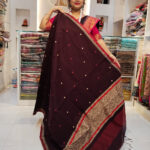 সূতি শাড়ি-গাঢ় খয়েরি