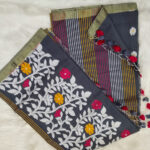 সেমি মসলিন তন্তুজ শাড়ি-এ্যাশ কালার