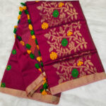 সেমি মসলিন তন্তুজ শাড়ি-মেরুন কালার